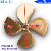 Gambar Propeller / Baling baling kapal Kuningan ukuran 18 x 24 RH 4 Daun model lancip - Asia Propeller - 1 ½ inch dari Asia Propeller undefined 4 Tokopedia