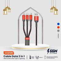 Gambar CORDE Cable Data 3 in 1 Fast Charging 66W Lightning Micro USB Type C - Abu-abu dari Corde Pekanbaru undefined 1 Tokopedia