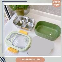 Gambar Lunch Box Stainless 2 Sekat Motif Cute Whale 1000 ml BPA Free - Yellow dari KAWANMURAH STORE undefined 4 Tokopedia