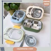 Gambar Lunch Box Stainless 2 Sekat Motif Cute Whale 1000 ml BPA Free - Yellow dari KAWANMURAH STORE undefined 3 Tokopedia