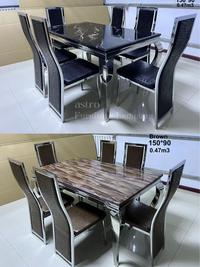 Gambar ( KHUSUS BANDAR LAMPUNG ) MEJA MAKAN MARMER 6 KURSI MAKAN RANGKA BESI dari astro Furniture Lampung undefined 4 Tokopedia