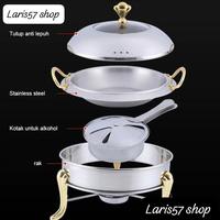 Gambar Wadah Saji Prasmanan Stainless Steel Chafing Dish Set Kitchenware - 28cm (2.8 Liter) - A dari Laris57 Shop undefined 5 Tokopedia