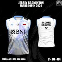 Gambar Jersey Badminton France Open 2024 baju bulu tangkis victor CUSTOM - LENGAN PENDEK, XS dari BK KAOS JAYA undefined 2 Tokopedia