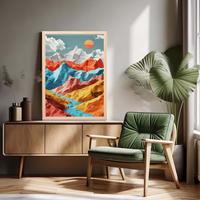 Gambar Lukisan Print Abstract Mountain Landscape Pegunungan Dekorasi Rumah - ABS-08A, 30X45 CM dari posteruma undefined 1 Tokopedia