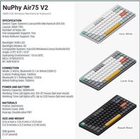 Gambar NuPhy Air75 V2 (version 2) Wireless Custom Mechanical Keyboard - Ionic White, Blue 2.0 dari Nmtindo undefined 1 Tokopedia