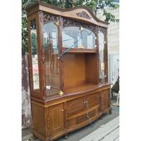 Gambar Lemari tv hias pajangan kaca 4 pintu kayu jati dari Toko Baru Mebel undefined 4 Tokopedia