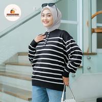 Gambar melani stripe atasan rajut wanita - Hitam/Bw dari Groocery Shop undefined 1 Tokopedia