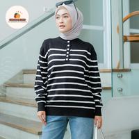 Gambar melani stripe atasan rajut wanita - Hitam/Bw dari Groocery Shop undefined 2 Tokopedia