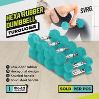 Gambar SVRG. Hexagonal Dumbbell Turquoise - Rubber Dumbell Dumble Barbell - 2kg dari SVRG Store undefined 3 Tokopedia