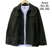 Gambar Jaket Jeans Jumbo Pria Jacket Denim Oversize Green Army M L XL XXL XXXL XXXXL - Garmen, M dari Anvile Jeans Bandung undefined 1 Tokopedia
