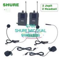 Gambar G760 SHURE MIC DUAL WIRELESS HF HEADSET BANDO UHF SEPASANG CLIP KLIP MIK WIRELES JEPIT KERAH BAJU SINGLE SHUR VOCAL VOKAL AUDIO SOUND SISTEM PANGGUNG STUDIO DJ PRO PORTABLE SINGLE MIKROPON MIKROPHONE SOUNDBEST MICROPHONE KARAOKE ARTIS PROFESIONAL BEST PAN dari GROSIR ONLINE123 undefined 5 Tokopedia