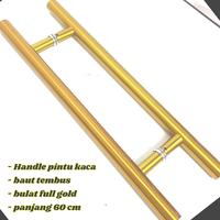 Gambar set handle gagang pintu kaca baut tembus panjang 60 cm warna gold emas dari Amanah Mart 99 undefined 1 Tokopedia