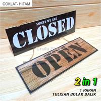 Gambar Sign Board Tulisan OPEN CLOSE ( buka tutup ) Vintage bahan kayu MDF - Kayu Abu dari Grafa undefined 4 Tokopedia