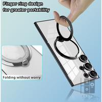 Gambar AKOMO SHIRA Soft Case For Samsung Galaxy S25 Ultra Plus FE S24 S23 S22 5G Magsafe Softcase Kick Stand 360 Ring Silicone CLEAR & GLITTER With Camera Lens Glass Protector Cover Casing S25Ultra S25Plus S24Ultra S23Ultra S22Ultra S24FE S23FE S24Plus S23Plus - Clear Hitam, S25 Ultra dari Hoolo undefined 5 Tokopedia