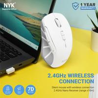 Gambar Mouse wireless silent click C40 side button NYK White Grey dari NYK Indonesia undefined 1 Tokopedia