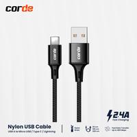 Gambar CORDE Kabel Data Type C Fast Charging 2.4A: Cable Charger Micro USB & Kabel iPhone/Lightning Panjang 0.25M 1M 2M - Micro USB, 0.25M dari Corde Indonesia undefined 1 Tokopedia