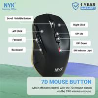 Gambar Mouse wireless silent click C40 side button NYK White Grey dari NYK Indonesia undefined 3 Tokopedia