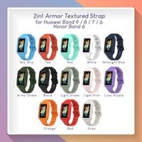 Gambar Texture 2in1 Rubber Strap for Huawei Band 9 8 with Bumper Case (Tali Jam Silicone dengan Casing) - Orange dari hop market undefined 2 Tokopedia
