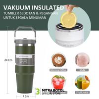 Gambar THERMOS VIRAL PREMIUM WITH HANDLE VACUUM INSULATED BOTOL MINUM 2 IN 1  TUMBLER TRAVEL - GRDSPTHHJAU, POLOS dari Pinter Cetak undefined 2 Tokopedia