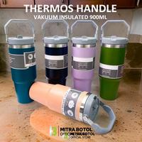 Gambar THERMOS VIRAL PREMIUM WITH HANDLE VACUUM INSULATED BOTOL MINUM 2 IN 1  TUMBLER TRAVEL - GRDSPTHHJAU, POLOS dari Pinter Cetak undefined 1 Tokopedia