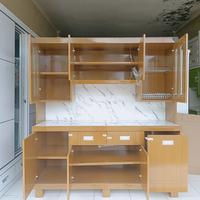 Gambar lemari dapur kayu minimalis 4 pintu / lemari dapur 4 pintu kayu minimalis / lemari dapur / rak piring dapur kayu minimalis dari FURNITURE CIKAMPEK undefined 2 Tokopedia