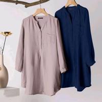 Gambar Kendra tunik Atasan wanita muslimah terbaru 2024 jumbo M L xL xxL xxxL Katun Rayon Twill V-Neck - Pink, L dari Vallerybusana undefined 2 Tokopedia