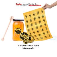 Gambar Stiker Label Produk Kemasan Minuman Makanan - Sticker Gold A3 - Gold Doff, Kiss + Die Cut dari twindigital.id undefined 1 Tokopedia