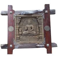 Gambar 37" Teakwood Frame Stone Relief with Brass Decor / Ukiran Batu dgn Figura Jati dan Plat Hias Kuningan - HSR1010 / Buddha Relief dari DecorStudio undefined 3 Tokopedia