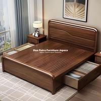 Gambar Dipan tempat tidur minimalis modern custom bahan kayu jati 2 bedside table - DIPAN AJA dari Dua putra Furniture jepara undefined 1 Tokopedia