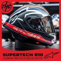Gambar HELM ALPINESTAR SUPERTECH R10 CARBON FULL FACE HELMET - RED BLUE FLUO dari THC Helmets undefined 2 Tokopedia
