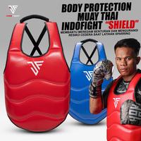 Gambar Body Protector Muay Thai Kickboxing Indofight Chest Guard Karate - Biru, M dari Sarung Tinju Ori undefined 1 Tokopedia