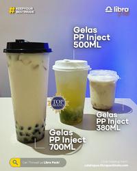 Gambar Gelas PP Inject + Tutup  25pcs Gelas Plastik Bening 380ml 500ml - 500ml (16oz), Hitam dari Libra Pack undefined 1 Tokopedia