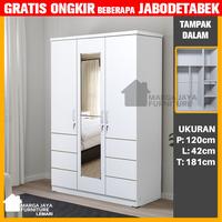 Gambar Lemari Pakaian 3 Pintu Cermin Laci Minimalis Putih dari Trio Jaya 2 Furniture undefined 5 Tokopedia