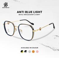 Gambar Kacamata Anti Radiasi Blueray Photocromic Minus Baca Frame Geometric Fashion Pria Wanita Bluecromic Berrybarton 23041 - Black Gold, Frame Only dari berrybarton.kacamata undefined 1 Tokopedia