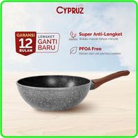 Gambar CYPRUZ FO-0640 WOOK PAN/WAJAN MARBLE SERIES 20cm - ANTI LENGKET - 28 CM/FP 0644 dari TOKO JAWA ELECTRIK undefined 1 Tokopedia