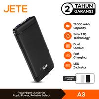 Gambar Powerbank JETE A3 12000 mAh Fast Charging & Smart IQ Garansi 1 Tahun - Hitam dari JETE Authorized Store undefined 1 Tokopedia