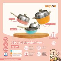 Gambar NUPON  Panci Fry Pan Casserole Pan Wok Pan 28cm Anti Lengket PFOA Free - Casserole 28CM, Salmon Peach dari Nupon Shop undefined 1 Tokopedia