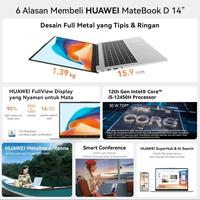 Gambar HUAWEI MateBook D 14 up to i5-13420H 16-512GB SSD | Sleek Metal Body - i5 13th Gen dari Bee Cell Makassar undefined 2 Tokopedia