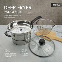 Gambar Panci susu deep fryer goreng kukus masak steamer saringan multifungsi dari Bandung Stainless Steel undefined 2 Tokopedia