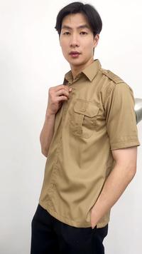 Gambar Baju PDH Kemeja PDL Lapangan Lengan Pendek Pakaian Pria Seragam Coklat Khaki - Biru, XL dari Eliter Workwear undefined 3 Tokopedia