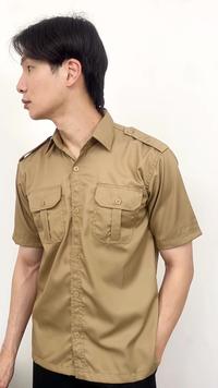 Gambar Baju PDH Kemeja PDL Lapangan Lengan Pendek Pakaian Pria Seragam Coklat Khaki - Biru, XL dari Eliter Workwear undefined 1 Tokopedia