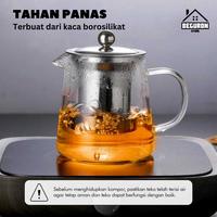 Gambar Teko Teh Kaca Teapot Glass Tahan Panas Api with Saringan - 1300 ml dari Beguron Store undefined 5 Tokopedia