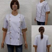 Gambar Baju koki wanita baju masak baju chef wanita seragam koki by WahyuShop - pink lis hitam, XXXL dari Wahyuabadi Store undefined 2 Tokopedia