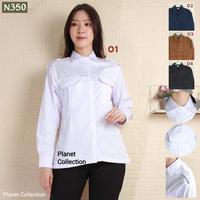 Gambar Seragam Kerja Wanita Putih Lengan Panjang,Baju PNS Seragam Kantor - Putih, S dari planetmode59 undefined 2 Tokopedia