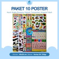 Gambar Paket 10 Poster Belajar Anak Edukasi Huruf, Angka, Binatang, Hijaiyah, dari Gosyen Idea undefined 1 Tokopedia