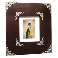 Gambar 23" Figura Kayu Jati dgn Plat Kuningan / Teakwood Picture Frame with Brass Decorative Corners - PFM1090 / Decor Corner  DCP1080 & 1100 / Canvass Print of Potrait of Balinese Grandmother dari DecorStudio undefined 2 Tokopedia