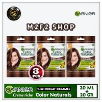 Gambar Garnier Color Naturals Creme Riche 5.32 Caramel Brown | Pewarna Rambut Bernutrisi Cokelat Karamel Sachet - 20 ml + 20 gr (Harga 3 Pcs) dari M2F2 Shop - Paseban undefined 1 Tokopedia