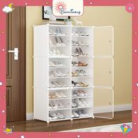 Gambar Rak Penyimpanan Sepatu Tutup Anti Debu Box Shoes Rack Portable Cabinet Multifungsi - 3 Pintu 6 Susun, Hitam dari dbeauteous undefined 1 Tokopedia