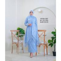 Gambar JUMBO SETELAN KEBAYA PESTA TUNIK NEIRA TILLE SAPTO INNER FULL SATIN+ROK  LILIT TILLE BUSUI LD 120 - SET BABY BLUE, XL dari Momme Collection undefined 1 Tokopedia