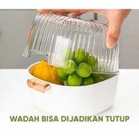 Gambar JKT MALL Keranjang buah pengering sayuran / saringan serbaguna / Drain basket / fruit / keranjang Sayuran Atau Buah di lengkapi saringan / Double Layer Drain Basket - M dari JKT.Mall undefined 5 Tokopedia